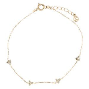 Mejuri 14k Gold Mini Lotus Bracelet White Sapphires